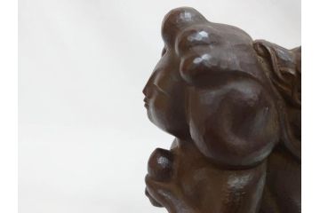 仏師　彫刻家　大内青圃　龍女献珠像　なめらかなフォルムと柔らかい表情が印象的なブロンズ像(置物、オブジェ、共箱付き)(R-073024)