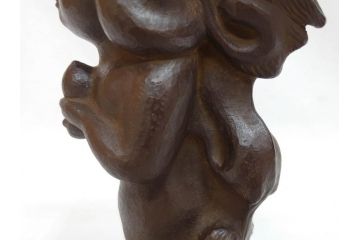 仏師　彫刻家　大内青圃　龍女献珠像　なめらかなフォルムと柔らかい表情が印象的なブロンズ像(置物、オブジェ、共箱付き)(R-073024)