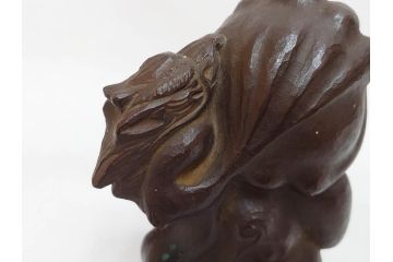 仏師　彫刻家　大内青圃　龍女献珠像　なめらかなフォルムと柔らかい表情が印象的なブロンズ像(置物、オブジェ、共箱付き)(R-073024)