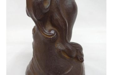 仏師　彫刻家　大内青圃　龍女献珠像　なめらかなフォルムと柔らかい表情が印象的なブロンズ像(置物、オブジェ、共箱付き)(R-073024)