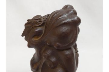 仏師　彫刻家　大内青圃　龍女献珠像　なめらかなフォルムと柔らかい表情が印象的なブロンズ像(置物、オブジェ、共箱付き)(R-073024)