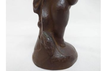 仏師　彫刻家　大内青圃　龍女献珠像　なめらかなフォルムと柔らかい表情が印象的なブロンズ像(置物、オブジェ、共箱付き)(R-073024)