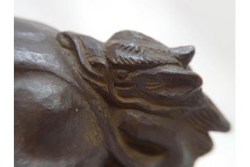 仏師　彫刻家　大内青圃　龍女献珠像　なめらかなフォルムと柔らかい表情が印象的なブロンズ像(置物、オブジェ、共箱付き)(R-073024)