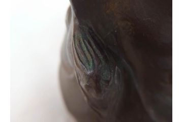 仏師　彫刻家　大内青圃　龍女献珠像　なめらかなフォルムと柔らかい表情が印象的なブロンズ像(置物、オブジェ、共箱付き)(R-073024)