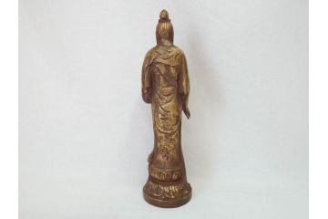 彫刻家　北村西望　聖観世音菩薩　鍍金　細部までこだわりを感じるブロンズ像(観音像、仏像、置物、オブジェ、共箱付き)(R-073025)