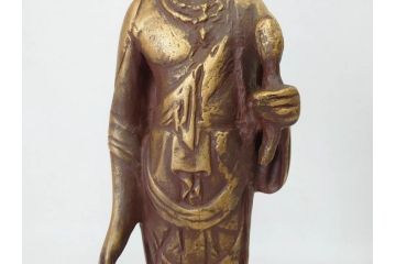 彫刻家　北村西望　聖観世音菩薩　鍍金　細部までこだわりを感じるブロンズ像(観音像、仏像、置物、オブジェ、共箱付き)(R-073025)