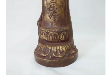 彫刻家　北村西望　聖観世音菩薩　鍍金　細部までこだわりを感じるブロンズ像(観音像、仏像、置物、オブジェ、共箱付き)(R-073025)