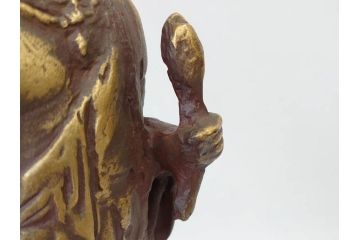 彫刻家　北村西望　聖観世音菩薩　鍍金　細部までこだわりを感じるブロンズ像(観音像、仏像、置物、オブジェ、共箱付き)(R-073025)