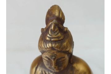 彫刻家　北村西望　聖観世音菩薩　鍍金　細部までこだわりを感じるブロンズ像(観音像、仏像、置物、オブジェ、共箱付き)(R-073025)