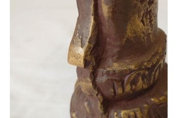 彫刻家　北村西望　聖観世音菩薩　鍍金　細部までこだわりを感じるブロンズ像(観音像、仏像、置物、オブジェ、共箱付き)(R-073025)