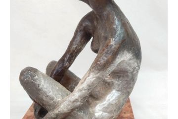 無銘　裸婦像　高さ約35cm　重量約10.52kg　意匠を凝らしたつくりにこだわりが感じられるブロンズ像(置物、オブジェ、女性像、箱なし)(R-073029)