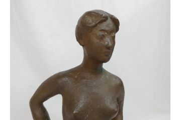 千野茂　裸婦像　高さ約48.5cm　重量約9.08kg　なめらかな曲線が美しいブロンズ像(置物、オブジェ、女性像、箱なし)(R-073030)