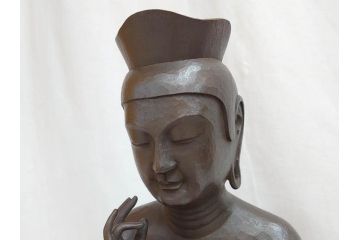 仏師　彫刻家　松久宗琳　弥勒菩薩半跏思惟像　高さ約60.5cm　重量約15.66kg　細部まで丁寧につくり込まれた重厚感のあるブロンズ像(仏像、置物、オブジェ)(R-073031)