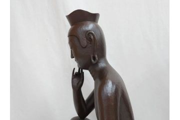 仏師　彫刻家　松久宗琳　弥勒菩薩半跏思惟像　高さ約60.5cm　重量約15.66kg　細部まで丁寧につくり込まれた重厚感のあるブロンズ像(仏像、置物、オブジェ)(R-073031)