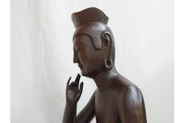 仏師　彫刻家　松久宗琳　弥勒菩薩半跏思惟像　高さ約60.5cm　重量約15.66kg　細部まで丁寧につくり込まれた重厚感のあるブロンズ像(仏像、置物、オブジェ)(R-073031)