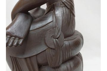 仏師　彫刻家　松久宗琳　弥勒菩薩半跏思惟像　高さ約60.5cm　重量約15.66kg　細部まで丁寧につくり込まれた重厚感のあるブロンズ像(仏像、置物、オブジェ)(R-073031)