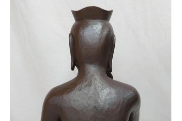 仏師　彫刻家　松久宗琳　弥勒菩薩半跏思惟像　高さ約60.5cm　重量約15.66kg　細部まで丁寧につくり込まれた重厚感のあるブロンズ像(仏像、置物、オブジェ)(R-073031)