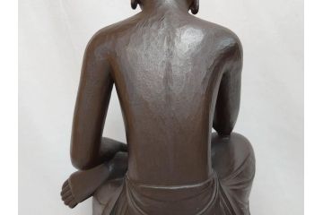 仏師　彫刻家　松久宗琳　弥勒菩薩半跏思惟像　高さ約60.5cm　重量約15.66kg　細部まで丁寧につくり込まれた重厚感のあるブロンズ像(仏像、置物、オブジェ)(R-073031)