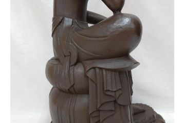 仏師　彫刻家　松久宗琳　弥勒菩薩半跏思惟像　高さ約60.5cm　重量約15.66kg　細部まで丁寧につくり込まれた重厚感のあるブロンズ像(仏像、置物、オブジェ)(R-073031)
