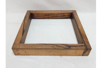 黒柿材　和の趣を感じさせる渋い佇まいの炉縁(茶道具、木箱付き)(R-073033)