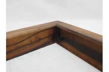 黒柿材　和の趣を感じさせる渋い佇まいの炉縁(茶道具、木箱付き)(R-073033)