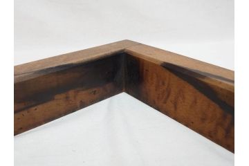 黒柿材　和の趣を感じさせる渋い佇まいの炉縁(茶道具、木箱付き)(R-073033)
