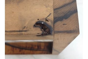 黒柿材　和の趣を感じさせる渋い佇まいの炉縁(茶道具、木箱付き)(R-073033)