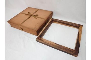 黒柿材　力強く美しい杢目が魅力的な炉縁(茶道具、木箱付き)(R-073034)