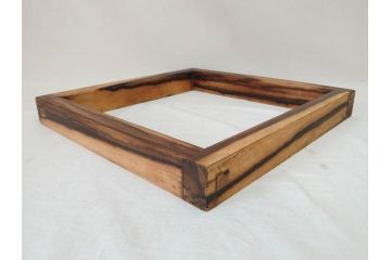 黒柿材　力強く美しい杢目が魅力的な炉縁(茶道具、木箱付き)(R-073034)