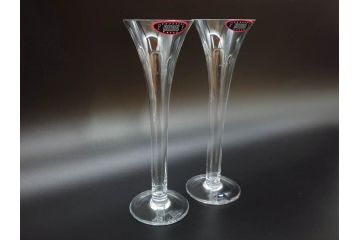 未使用品　オーストリア　RIEDEL(リーデル)　ソムリエ　シャンパーニュ　スパークリングワイン　洗練されたデザインが優美な印象を与えるグラス2客セット(旧パッケージ、チューブ缶、箱付き、袋付き)(R-073035)