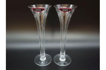 未使用品　オーストリア　RIEDEL(リーデル)　ソムリエ　シャンパーニュ　スパークリングワイン　洗練されたデザインが優美な印象を与えるグラス2客セット(旧パッケージ、チューブ缶、箱付き、袋付き)(R-073035)