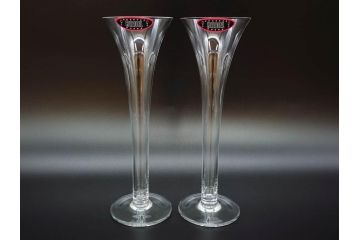 未使用品　オーストリア　RIEDEL(リーデル)　ソムリエ　シャンパーニュ　スパークリングワイン　洗練されたデザインが優美な印象を与えるグラス2客セット(旧パッケージ、チューブ缶、箱付き、袋付き)(R-073035)