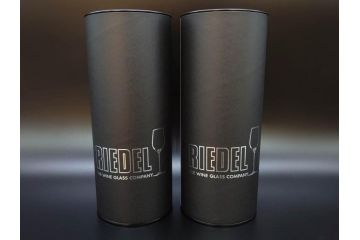 未使用品　オーストリア　RIEDEL(リーデル)　ソムリエ　シャンパーニュ　スパークリングワイン　洗練されたデザインが優美な印象を与えるグラス2客セット(旧パッケージ、チューブ缶、箱付き、袋付き)(R-073035)