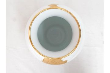 大倉陶園(OKURA、OAC)　金蝕バラ　モダンなデザインで気品溢れる花器(OKURA CHINA、エッチング、金くさらし、花瓶、花入、フラワーベース、ケース付き)(R-073037)