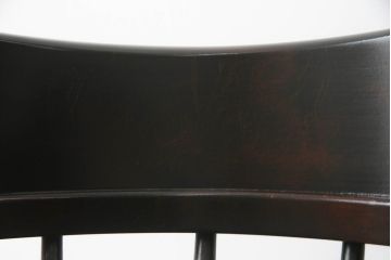中古　北海道民芸家具　HM630　格好良い佇まいが魅力のキャプテンチェア(肘掛け椅子、アームチェア、イス、板座チェア、ダイニングチェア)(R-073040)