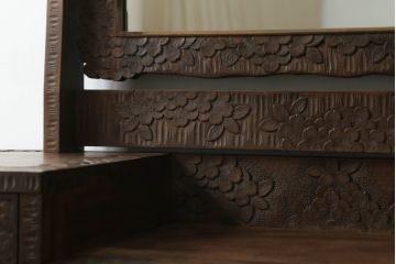中古　美品　軽井沢彫り　咲き誇る桜の彫刻が美しいドレッサー(鏡台、化粧台、ミラー)(R-073041)
