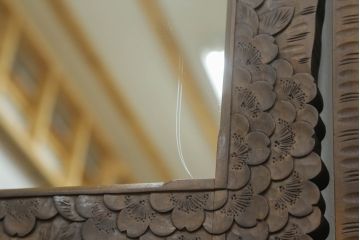 中古　美品　軽井沢彫り　咲き誇る桜の彫刻が美しいドレッサー(鏡台、化粧台、ミラー)(R-073041)