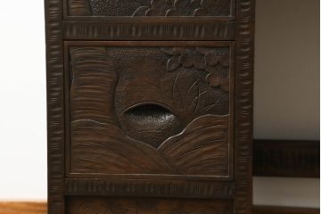 中古　美品　軽井沢彫り　咲き誇る桜の彫刻が美しいドレッサー(鏡台、化粧台、ミラー)(R-073041)