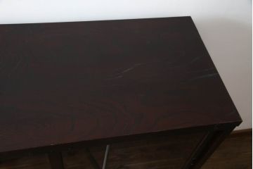  中古　美品!!　仙台民芸箪笥(仙台箪笥)　欅産業　漆塗り　落ち着いた佇まいで和の空間を引き立てる茶箪笥(茶棚、食器棚、収納棚、飾り棚、キャビネット)(R-073048)