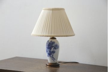 中古　大倉陶園　ブルーローズ　気品ある佇まいが魅力的なテーブルスタンド(ランプスタンド、テーブルライト、卓上照明、薔薇)(R-073081)