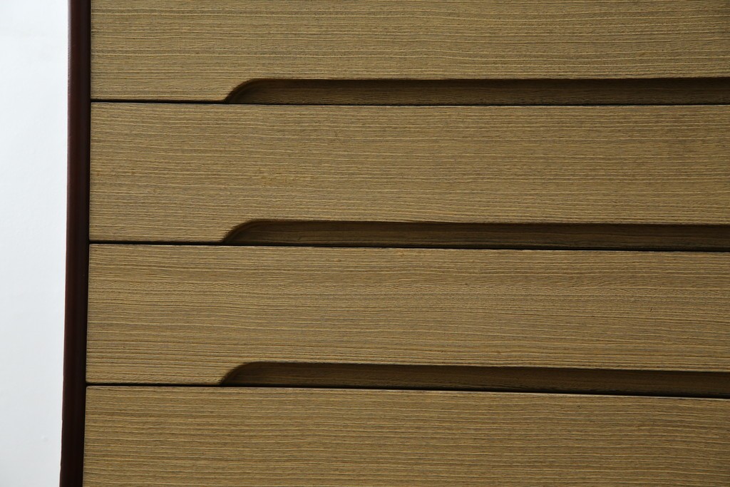 中古　美品　伝統工芸品　箪笥の松本　100巾チェスト　6重　脚付きでモダンな加茂総桐箪笥　定価約44万円　(R-073086)