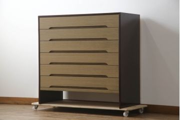 中古　美品　伝統工芸品　箪笥の松本　100巾チェスト　6重　脚付きでモダンな加茂総桐箪笥(桐たんす、着物箪笥、和タンス、引き出し、衣装箪笥)(定価約44万円)(R-073086)