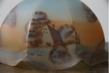 フランスアンティーク　ノスタルジックな雰囲気を醸し出す絵画のようなペンダントライト(吊り下げ照明、天井照明、シェード)(R-073087)