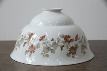 アンティーク照明　オールドノリタケ・則武(日陶)　小菊　落ち着いた色味の小花が目を引く電笠(吊り下げ照明、天井照明、シェード)(R-073090)