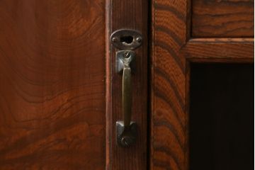 和製アンティーク　最高級!!　総欅(ケヤキ)材　漆塗り　特注　激レア!贅沢な造りと上質な材質が目を惹くライティングビューロー(ワークデスク、簿記机、収納棚、戸棚、在宅用、在宅ワーク用、引き出し)(R-073091)