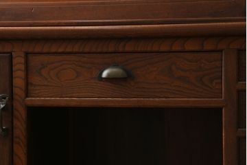 和製アンティーク　最高級!!　総欅(ケヤキ)材　漆塗り　特注　激レア!贅沢な造りと上質な材質が目を惹くライティングビューロー(ワークデスク、簿記机、収納棚、戸棚、在宅用、在宅ワーク用、引き出し)(R-073091)