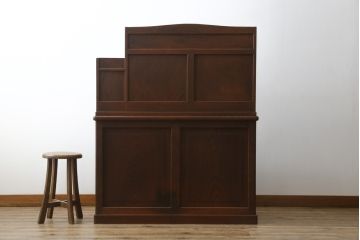 和製アンティーク　最高級!!　総欅(ケヤキ)材　漆塗り　特注　激レア!贅沢な造りと上質な材質が目を惹くライティングビューロー(ワークデスク、簿記机、収納棚、戸棚、在宅用、在宅ワーク用、引き出し)(R-073091)