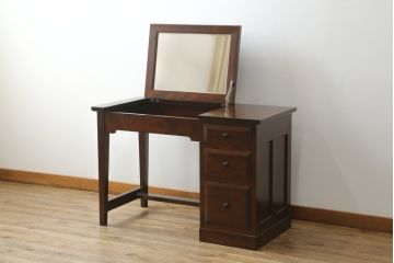 中古　美品　松本民芸家具　空間を有効に活用できるデスク型ドレッサー(鏡台、化粧台、ミラー、片袖机、ワークデスク、在宅用、在宅ワーク用)(定価約38万円)(R-073094)