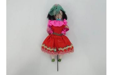 戦前　旧家 蔵出し　当時物　女の子　ポンプ式　レトロな雰囲気漂うダンス人形(踊り子、箱付き)(検索ワード:サクラビスク)(R-073097)
