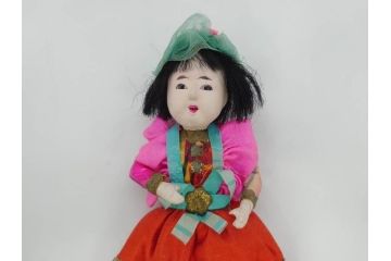 戦前　旧家 蔵出し　当時物　女の子　ポンプ式　レトロな雰囲気漂うダンス人形(踊り子、箱付き)(検索ワード:サクラビスク)(R-073097)